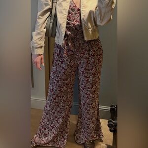 Abercrombie & Fitch Burgundy Floral Jumpsuit